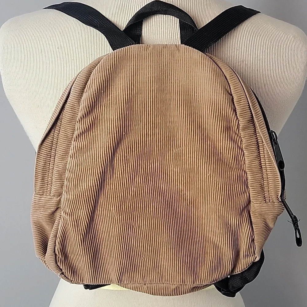 JANSPORT Half Pint VTG Mini Tan Corduroy Y2K 90s Academia Purse Small Backpack - Picture 3 of 12